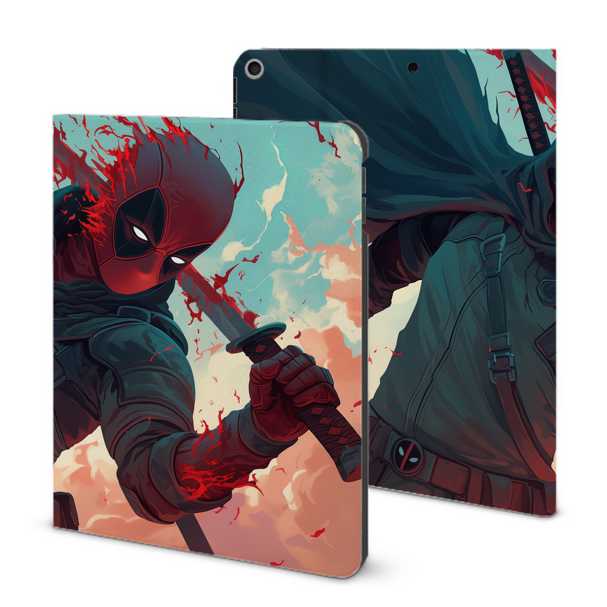 （画像用） Deadpool デッドプール IPad ケース ブック型 PUレザー TPU 耐衝撃 軽量 薄型 ペン収納なし 全面保護 IPad 各モデル対応